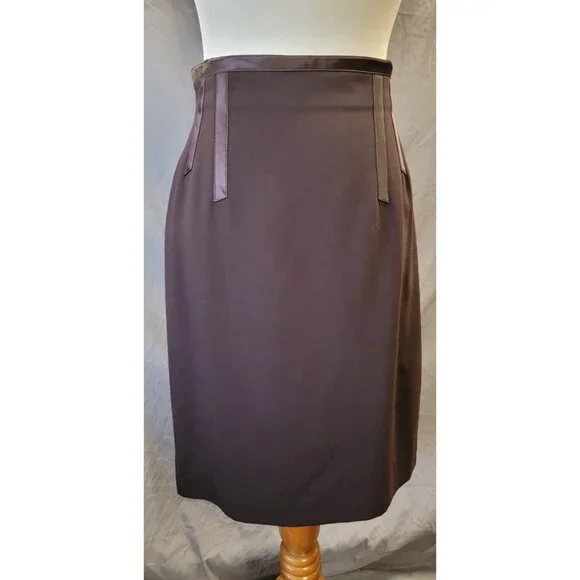 VINTAGE BROWN ESCADA PENCIL SKIRT size 42 -us size 6 - Picture 4 of 7